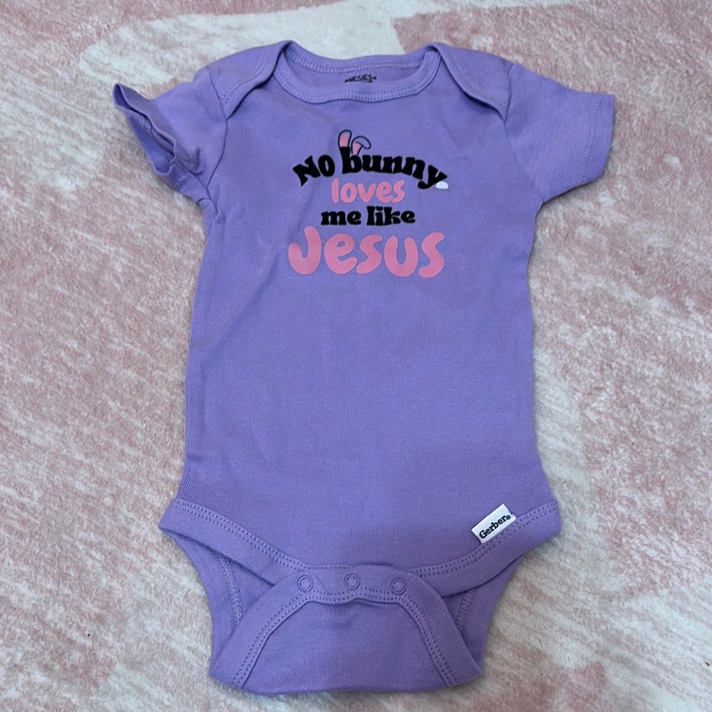 Gerber Lavender Bodysuit No Bunny Like Jesus